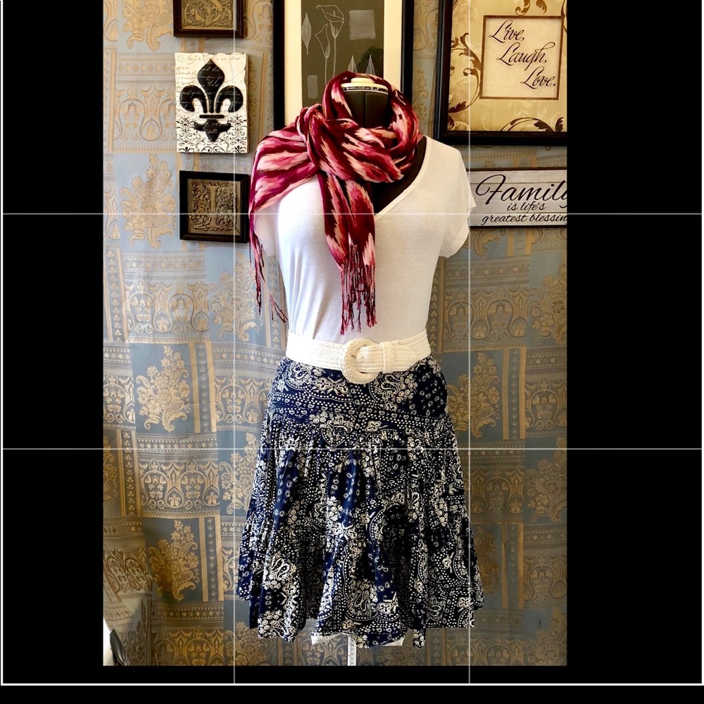 Navy/white cotton skirt American Living size 4